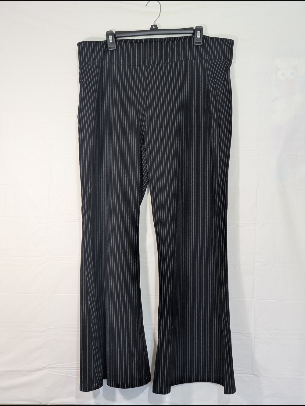 Betabrand Dress Pant Yoga Pants 2X Black Pinstripe Flare Bootcut Pull On Stretch